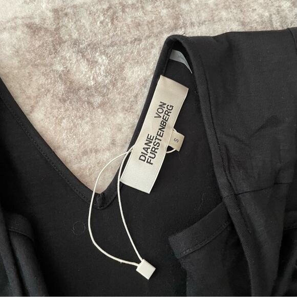 Diane Von Furstenberg Black Ruched Dress Size Small - Picture 7 of 10